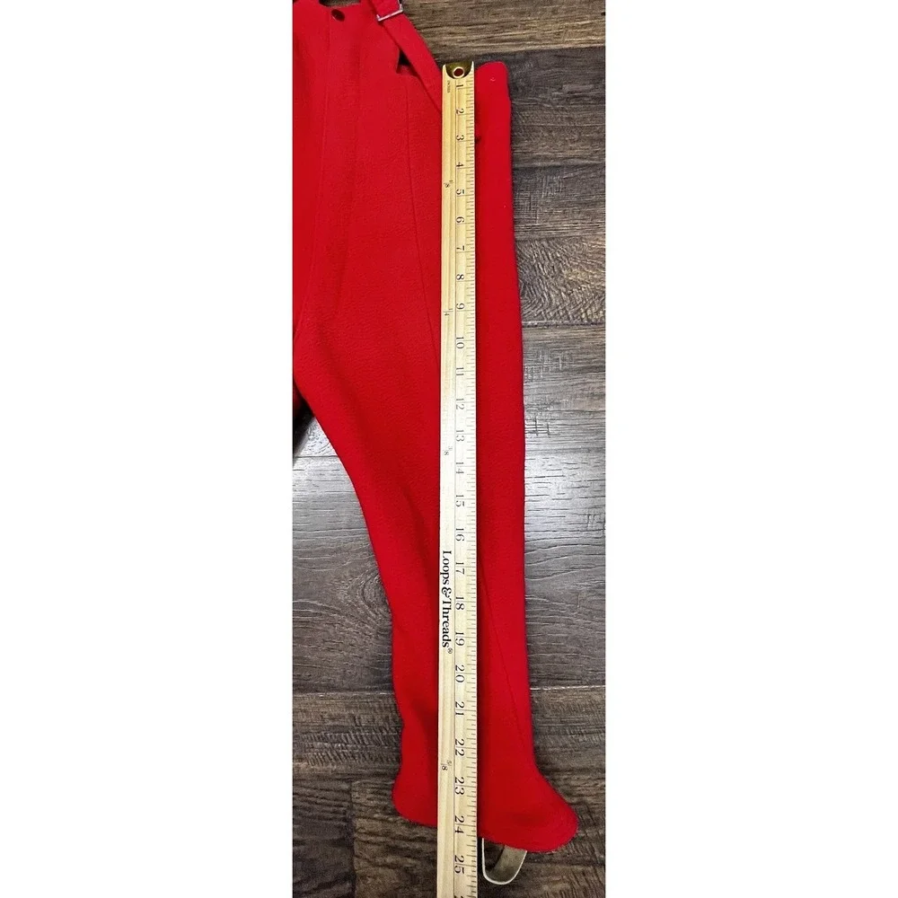 Vintage Suspender Pants Red Wool Leather Stirrups Boys Girls 2-3 Snow Riding 50s